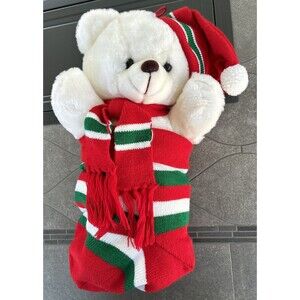 VINTAGE RARE D.H. HOLMES CHRISTMAS TEDDY BEAR IN A STOCKING NEW ORLEANS BEAR EUC